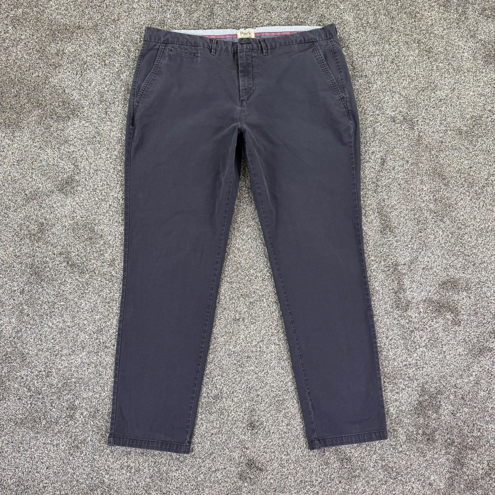 Perk Feel Good Chino Pants Mens 42x32 Slim Fit Stretch Charcoal Grey Casual Work